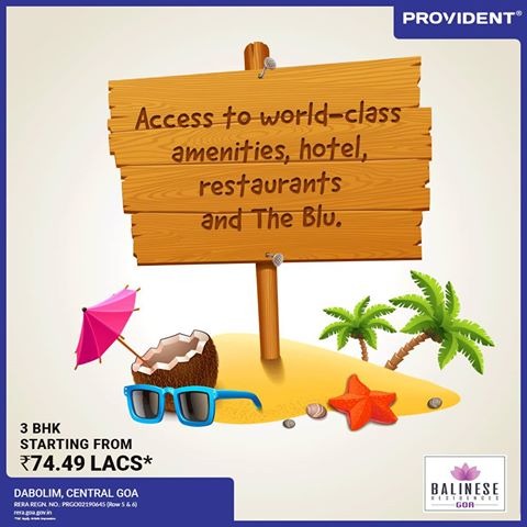 Access to world-class amenities, Hotel, Restaurants and The Blu at Puravankara Balinese Spa Residences, Goa